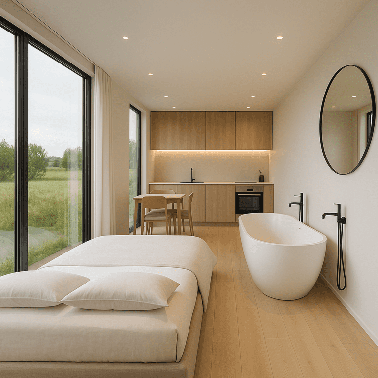 dormitorio con bañera